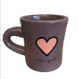 Life Is Good Purple Ceramic Heart Mug with Handle